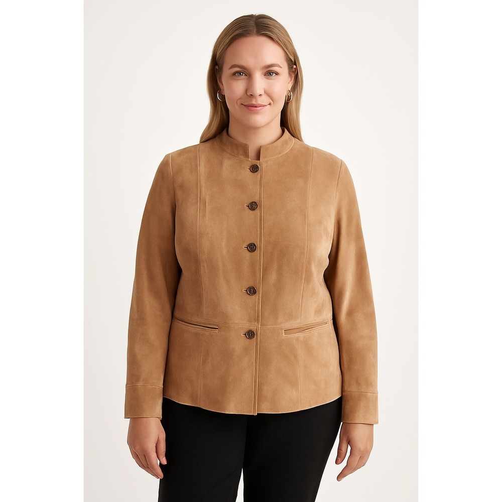 Liz Claiborne Woman Plus Sz 2X Leather Suede Jacket. Tan